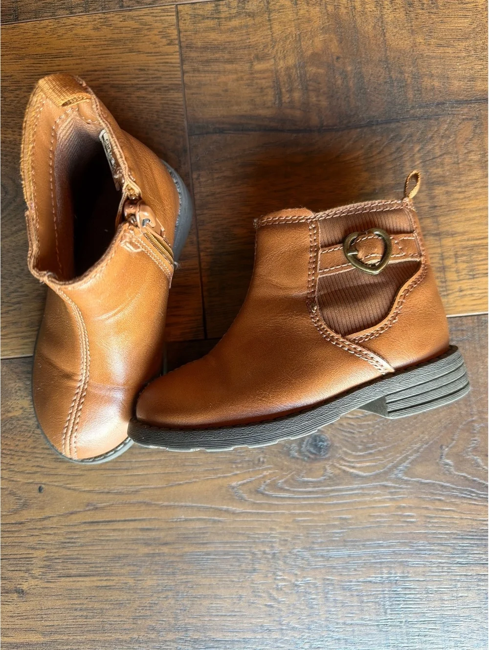 Carter's Toddler Girls Brown Ankle Boots with Heart Buckle Detail Size 6M